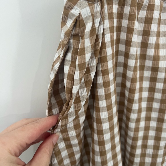 Women's Gingham Balloon Midi Skirt - Beige - Picture 6 of 10